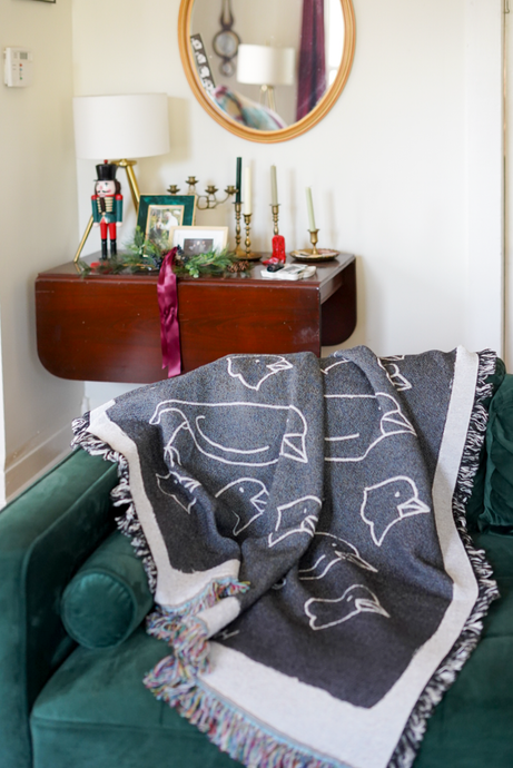 Black and White Bird Blanket by Trish